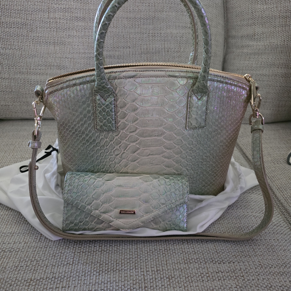 Brahmin Iridescent Satchel and Wallet Set